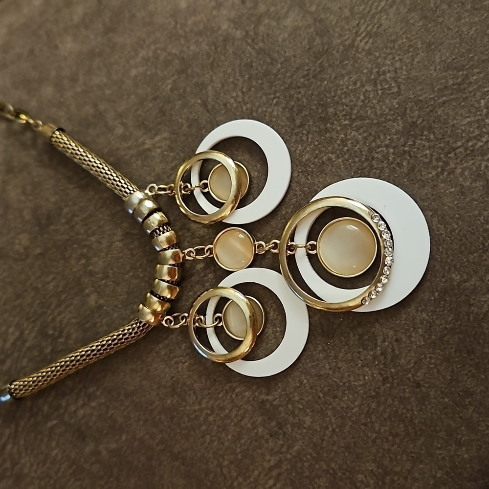 Vtg Mesh Circle Cluster Atomic Mod Chain Necklace - image 2